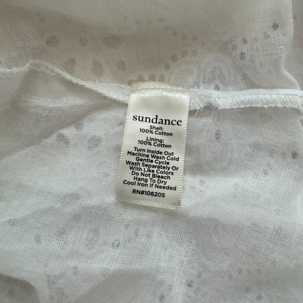 SUNDANCE WHITE EYELET EMPIRE WAIST HI LO MIDI SUMMER DRESS COTTON LINED TIER - Picture 6 of 6